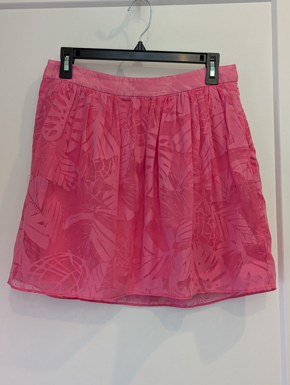 Lilly Pulitzer Pink Short Skirt Sz6 Pockets Burnout Foliage Pleated Lined Barbie